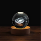 Bola de cristal 3D com galáxia e projeção planetária